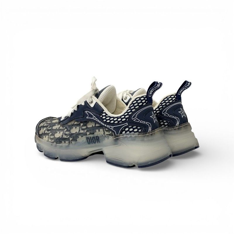Dior Vibe Sneakers Shoes Leather Rubber Fabric Navy White Logo — view 4