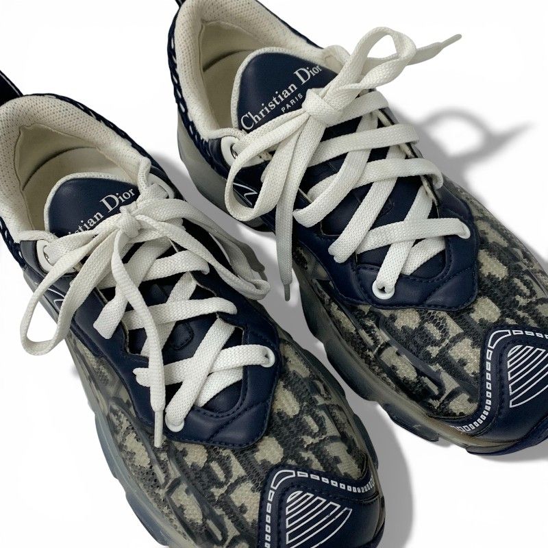 Dior Vibe Sneakers Shoes Leather Rubber Fabric Navy White Logo — view 9