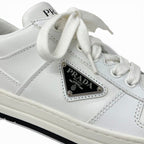 Prada Downtown Sneakers Shoes Leather White Black Triangle Logo — view 9