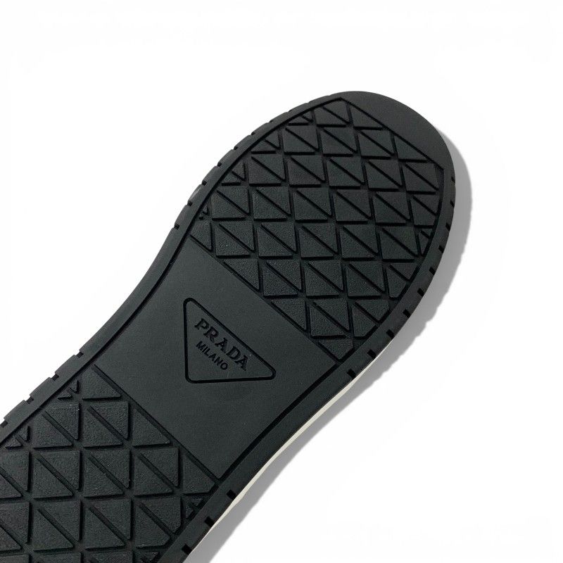 Prada Downtown Sneakers Shoes Leather White Black Triangle Logo — view 8