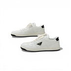 Prada Downtown Sneakers Shoes Leather White Black Triangle Logo — view 3