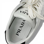 Prada Downtown Sneakers Shoes Leather White Black Triangle Logo — view 7