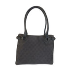 Gucci Black GG Canvas Leather Tote Shoulder Bag — view 2