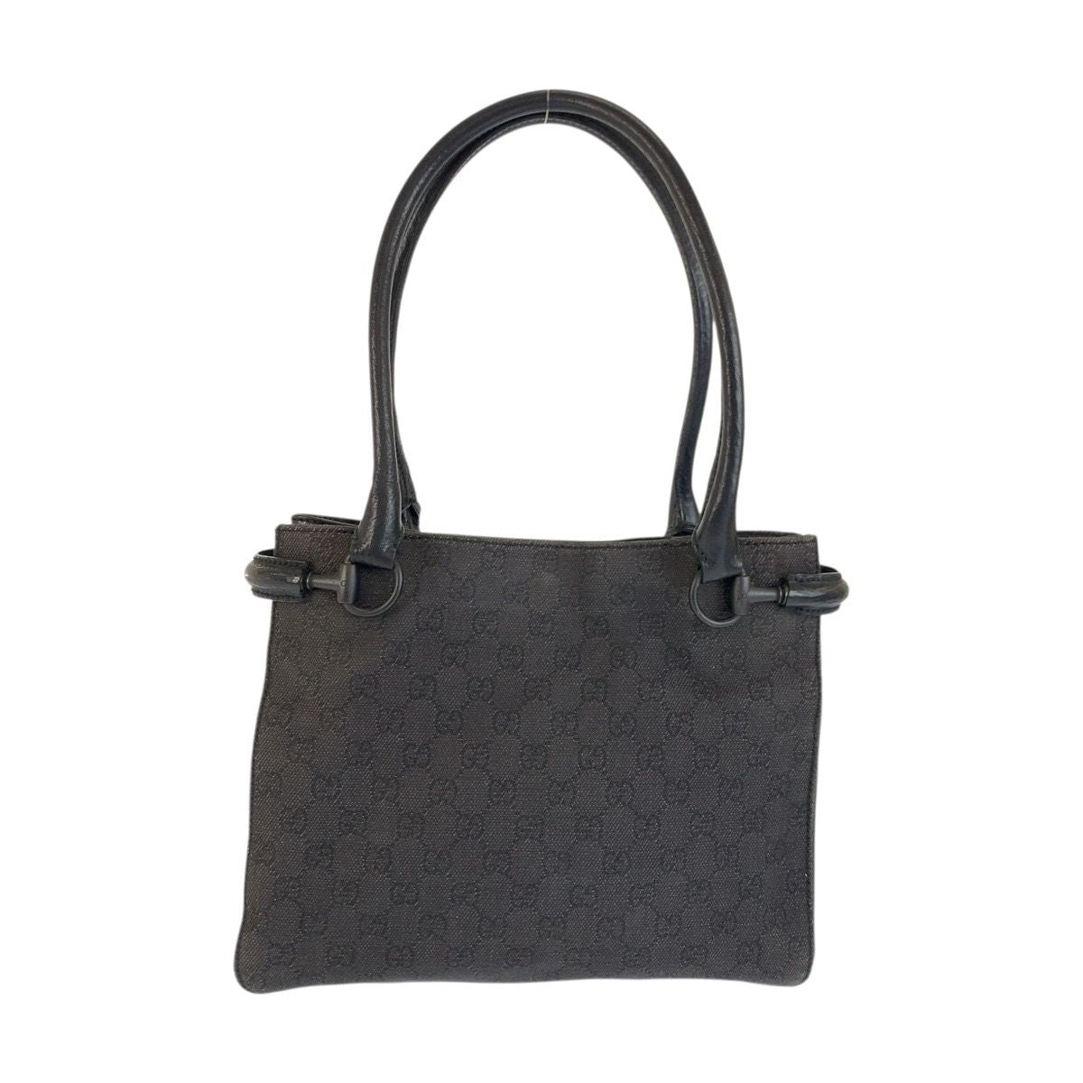 Gucci Black GG Canvas Leather Tote Shoulder Bag — view 2
