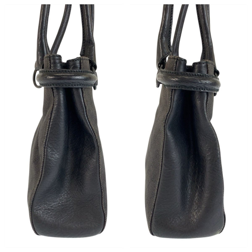 Gucci Black GG Canvas Leather Tote Shoulder Bag — view 7