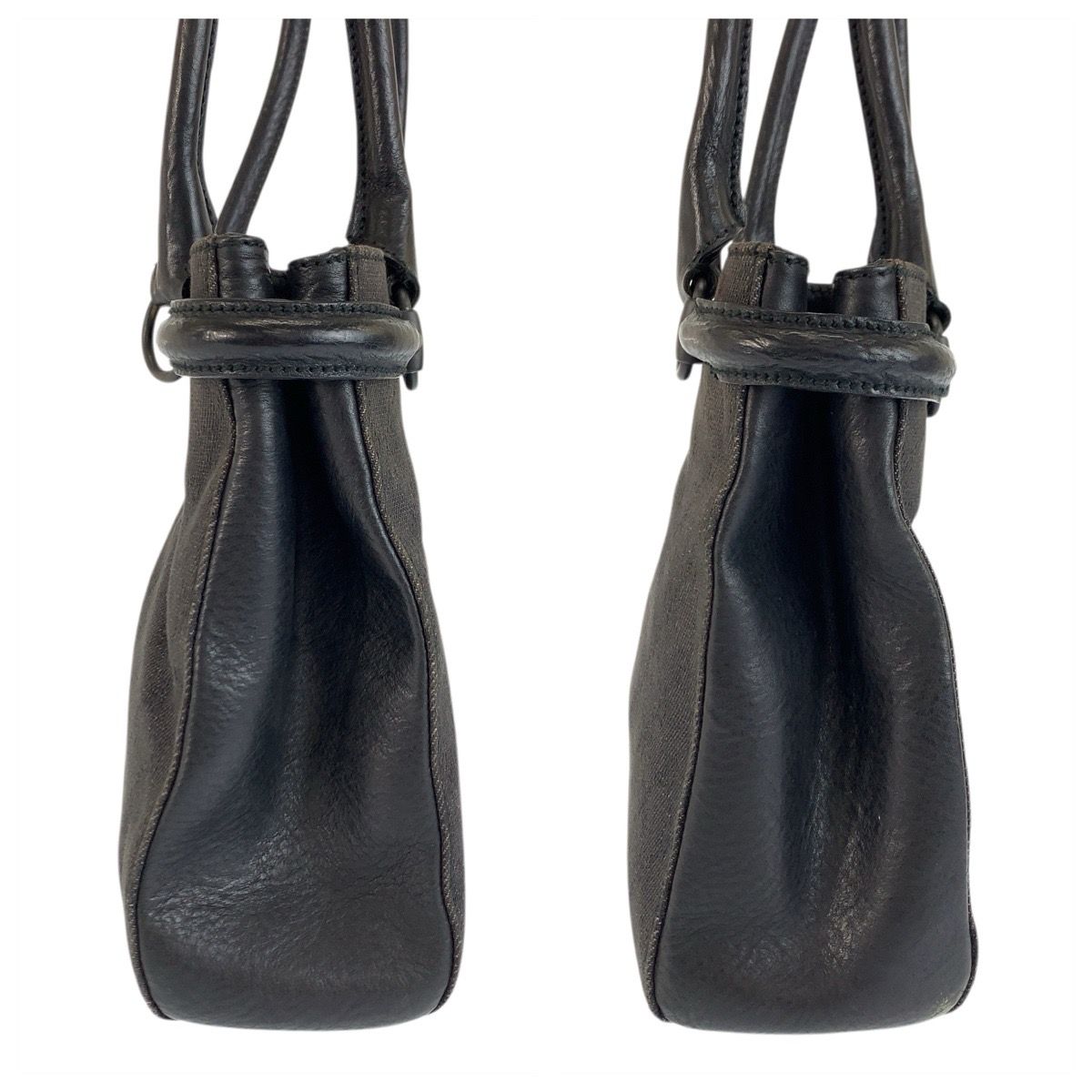 Gucci Black GG Canvas Leather Tote Shoulder Bag — view 7