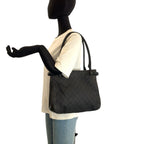 Gucci Black GG Canvas Leather Tote Shoulder Bag — view 6