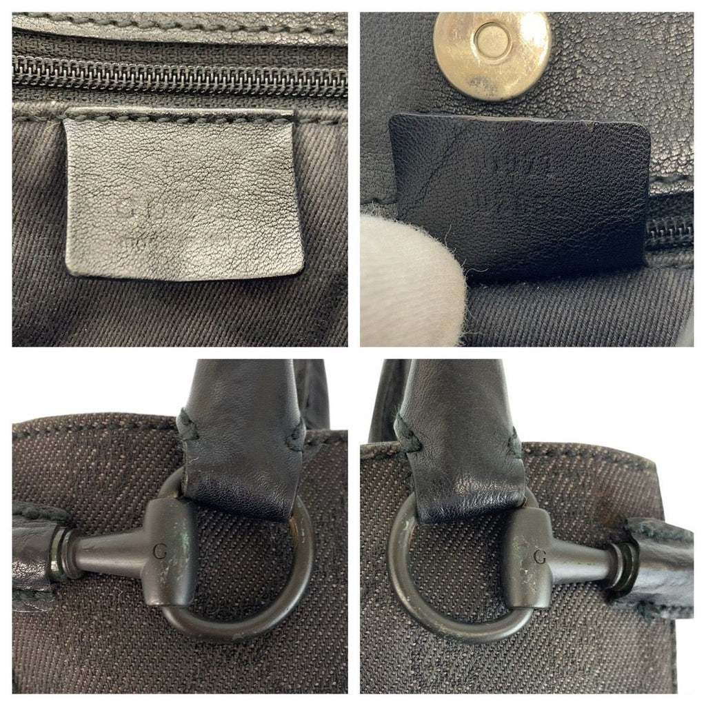 Gucci Black GG Canvas Leather Tote Shoulder Bag — view 4