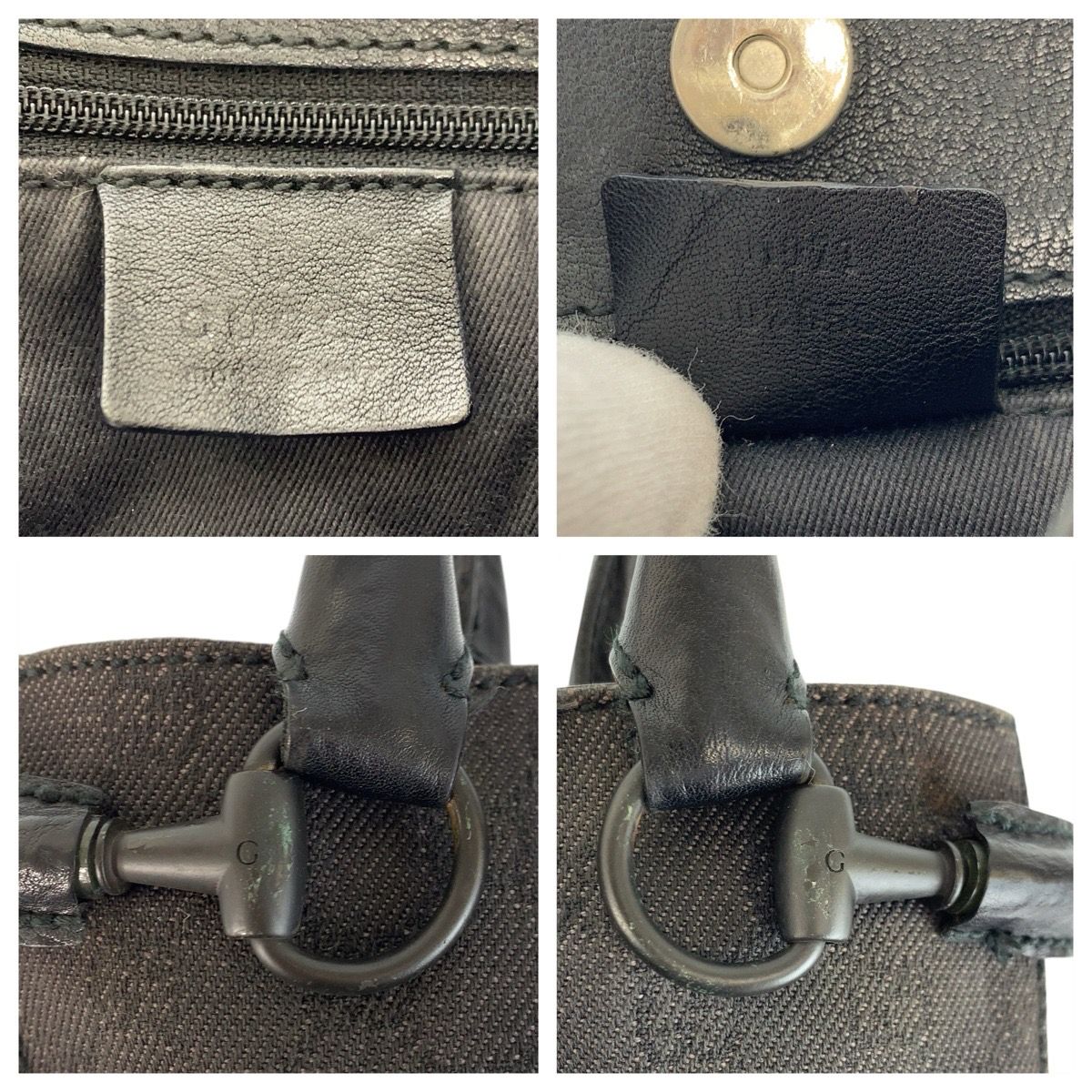 Gucci Black GG Canvas Leather Tote Shoulder Bag — view 4