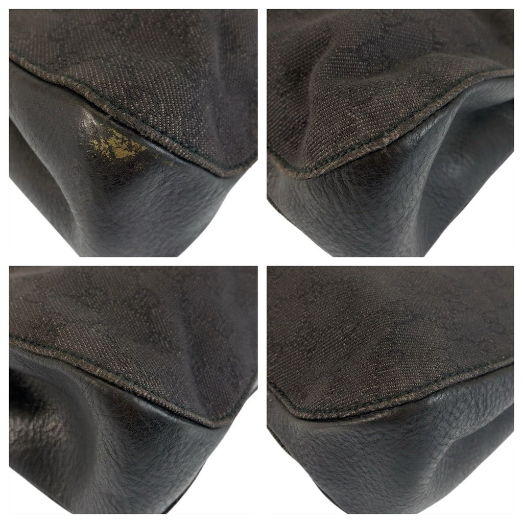Gucci Black GG Canvas Leather Tote Shoulder Bag — view 3
