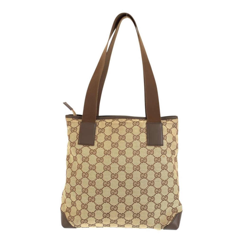 Gucci Brown Beige GG Canvas Leather 019 Tote Shoulder Bag — view 2