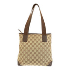 Gucci Brown Beige GG Canvas Leather 019 Tote Shoulder Bag — view 2