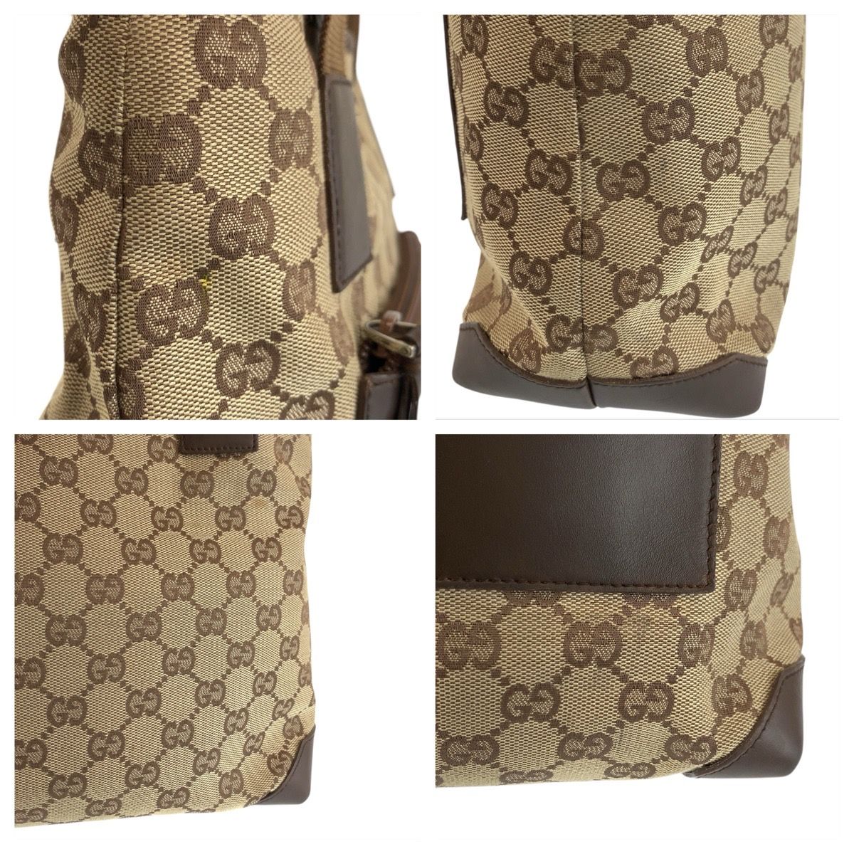 Gucci Brown Beige GG Canvas Leather 019 Tote Shoulder Bag — view 5