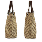 Gucci Beige Brown Silver GG Canvas Leather Tote Shoulder Bag — view 8