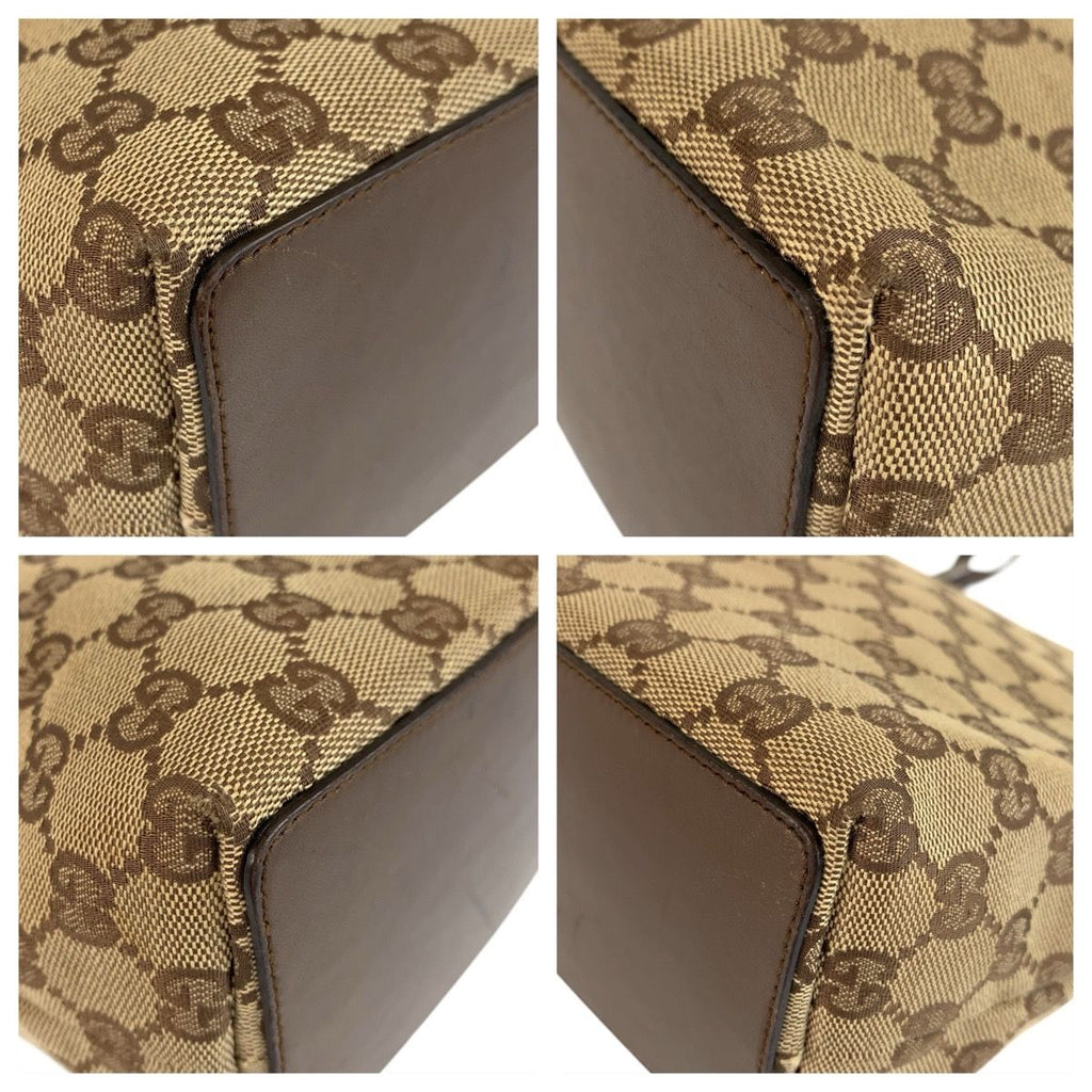 Gucci Beige Brown Silver GG Canvas Leather Tote Shoulder Bag — view 3