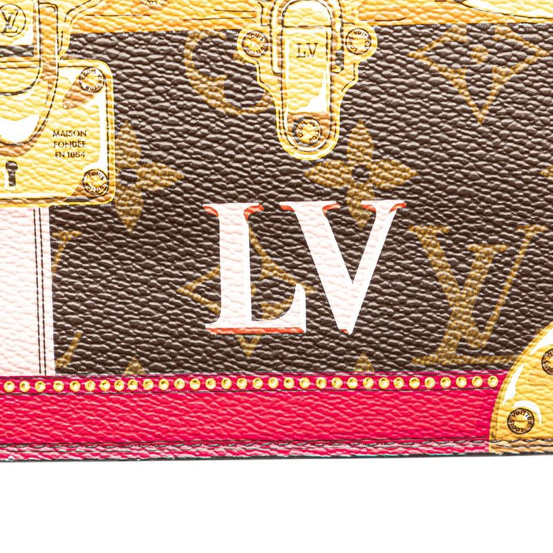 Louis Vuitton Monogram Pochette Weekend Shoulder Bag Brown Red Leather — view 5