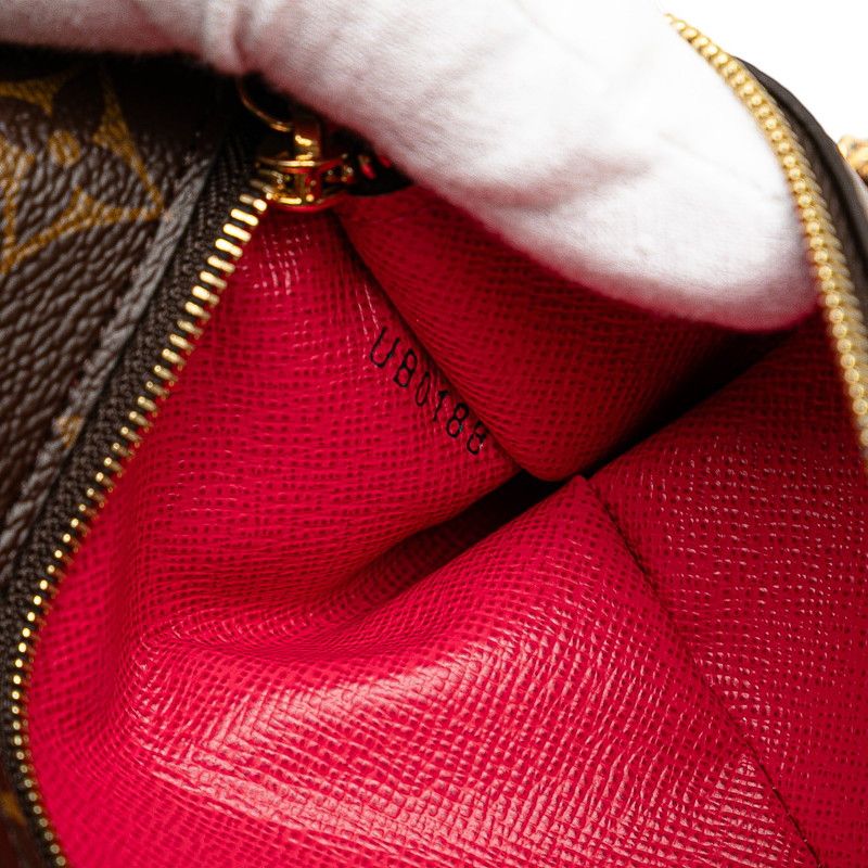Louis Vuitton Monogram Pochette Weekend Shoulder Bag Brown Red Leather — view 8