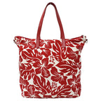 Prada Tote Shoulder Bag 2-Way Nylon Red White Hibiscus Floral Pattern Flower — view 2