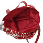 Prada Tote Shoulder Bag 2-Way Nylon Red White Hibiscus Floral Pattern Flower — view 5