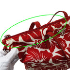 Prada Tote Shoulder Bag 2-Way Nylon Red White Hibiscus Floral Pattern Flower — view 7