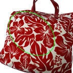 Prada Tote Shoulder Bag 2-Way Nylon Red White Hibiscus Floral Pattern Flower — view 8