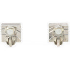 Chanel CC Logo Square Earrings Silver Black White — view 2