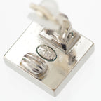 Chanel CC Logo Square Earrings Silver Black White — view 5