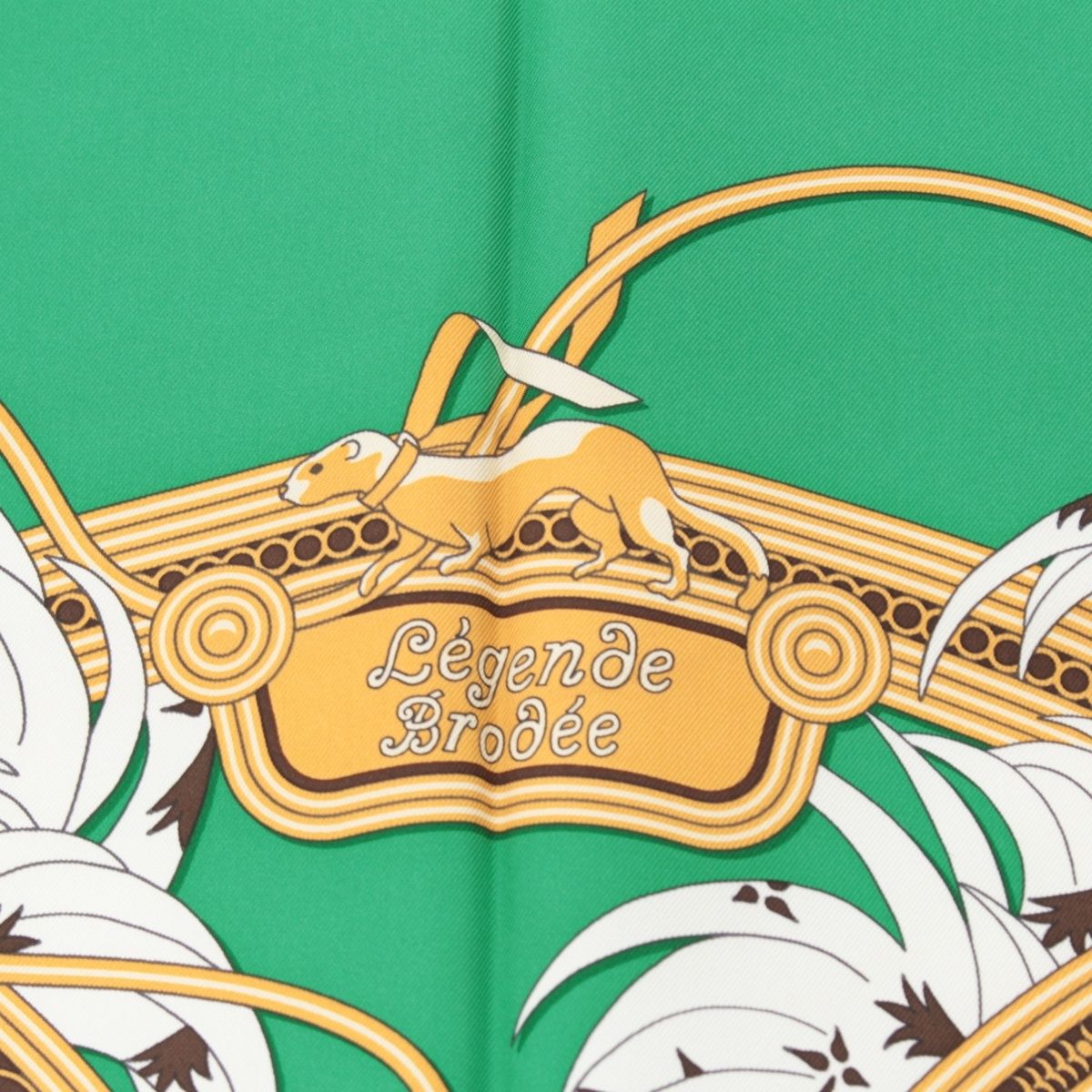 Hermes Carre 90 Silk Legende Brodee Embroidered Legend Scarf Green 90 — view 7
