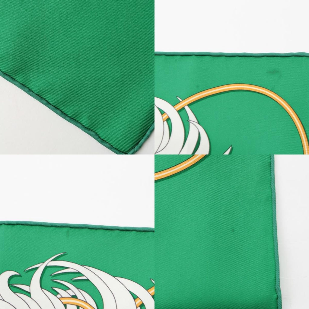 Hermes Carre 90 Silk Legende Brodee Embroidered Legend Scarf Green 90 — view 9