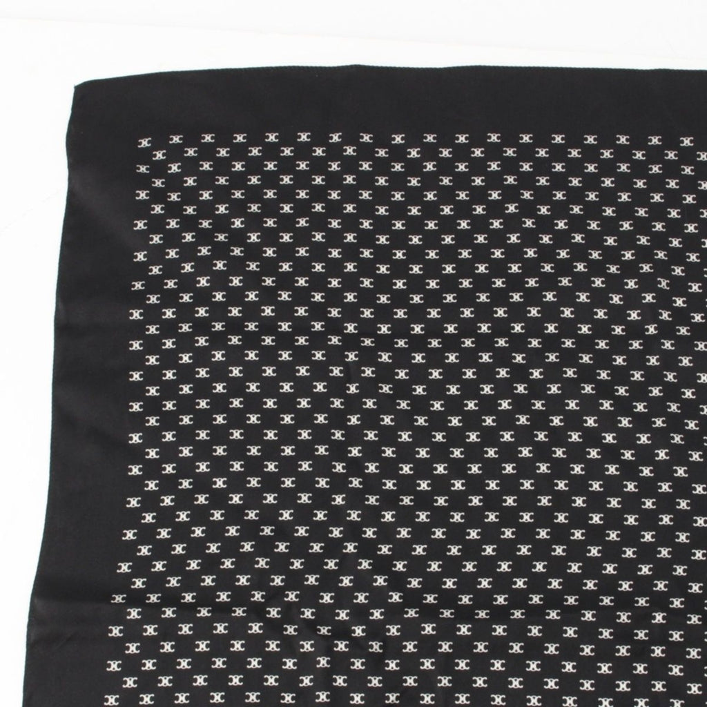 Celine Silk Triomphe Logo Large Scarf Black White — view 2