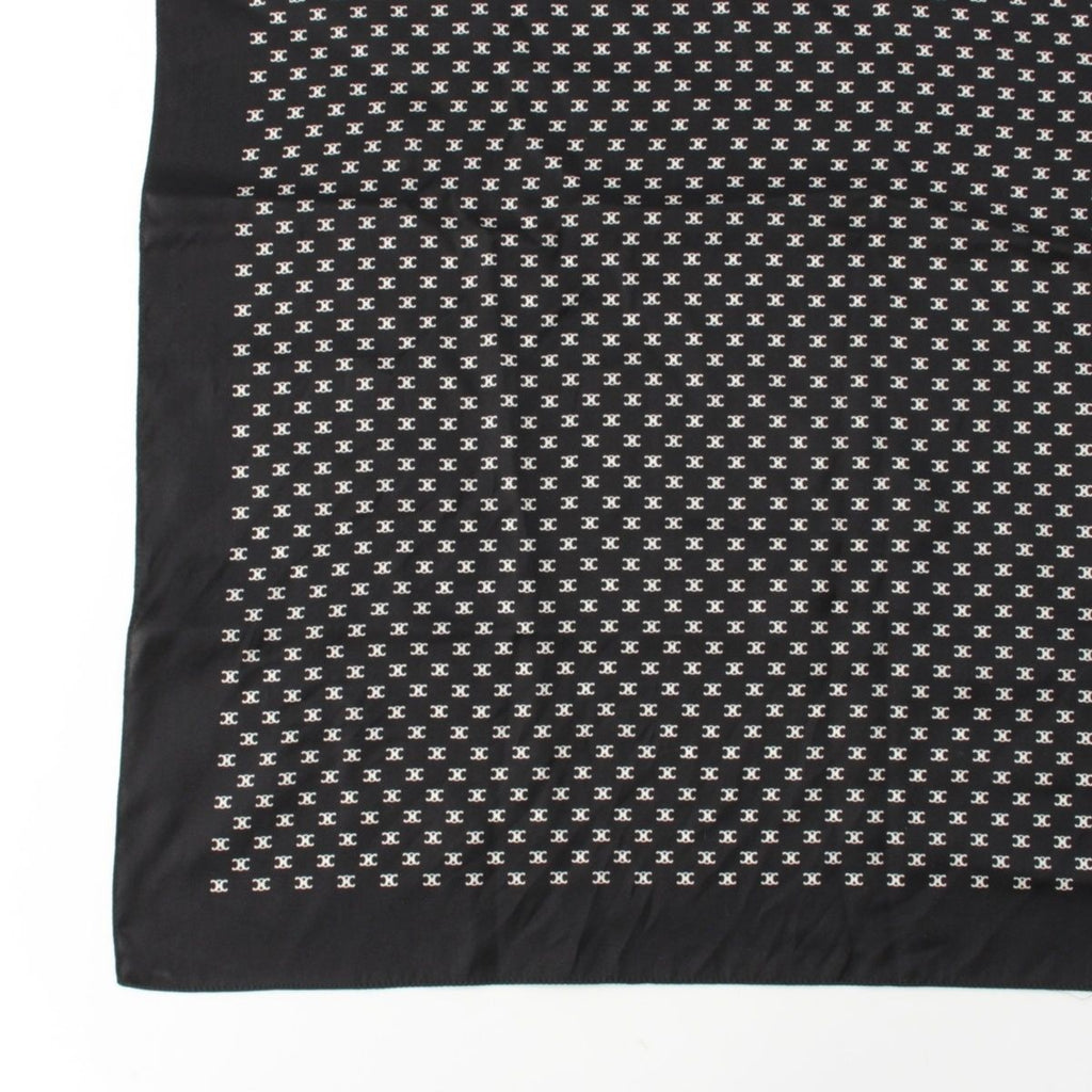 Celine Silk Triomphe Logo Large Scarf Black White — view 4