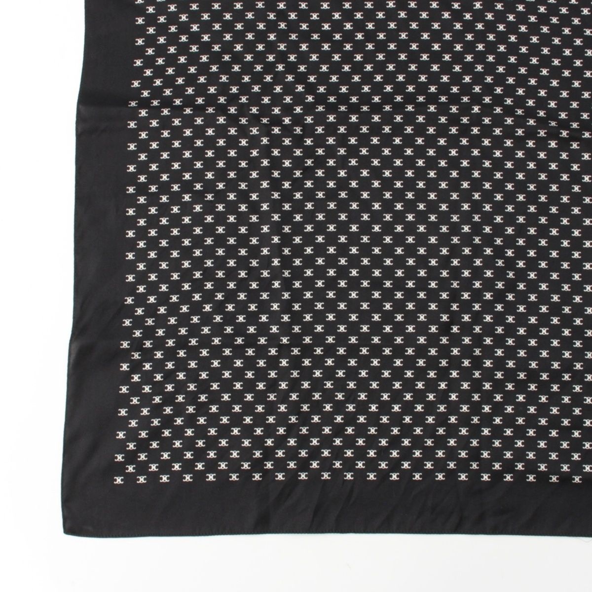 Celine Silk Triomphe Logo Large Scarf Black White — view 4