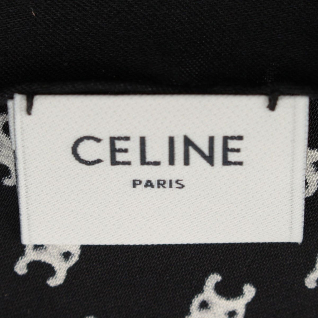 Celine Silk Triomphe Logo Large Scarf Black White — view 8