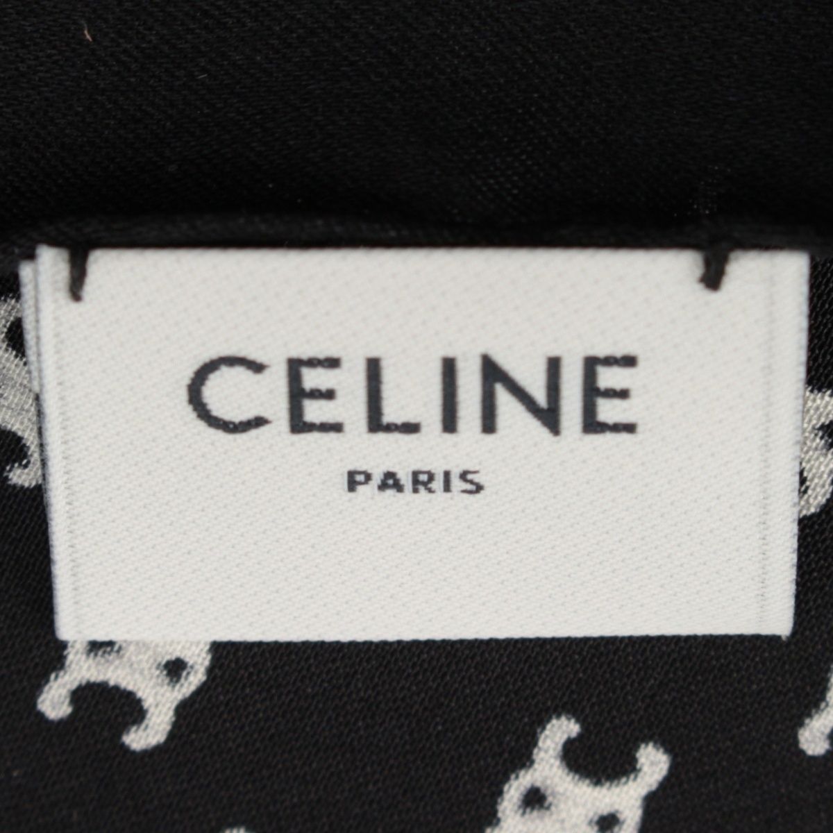 Celine Silk Triomphe Logo Large Scarf Black White — view 8