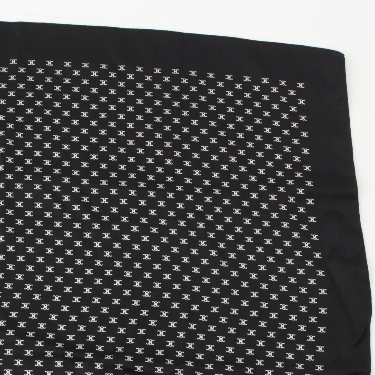 Celine Silk Triomphe Logo Large Scarf Black White — view 3