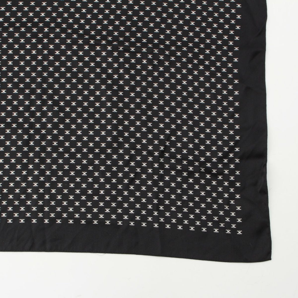 Celine Silk Triomphe Logo Large Scarf Black White — view 5