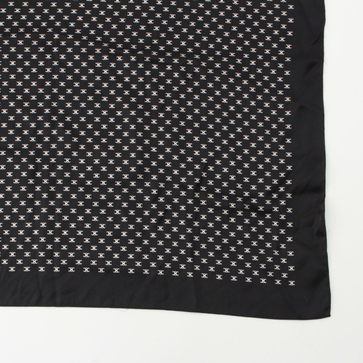 Celine Silk Triomphe Logo Large Scarf Black White — view 5