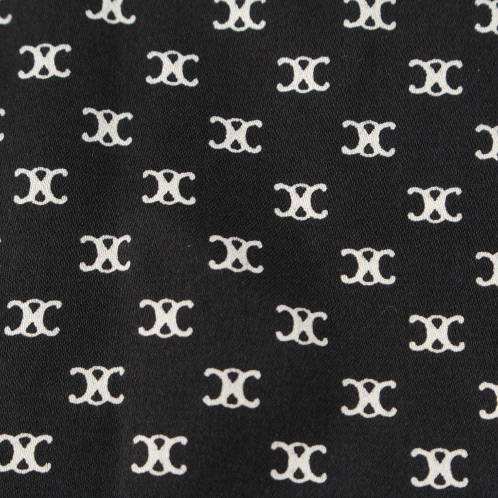 Celine Silk Triomphe Logo Large Scarf Black White — view 7