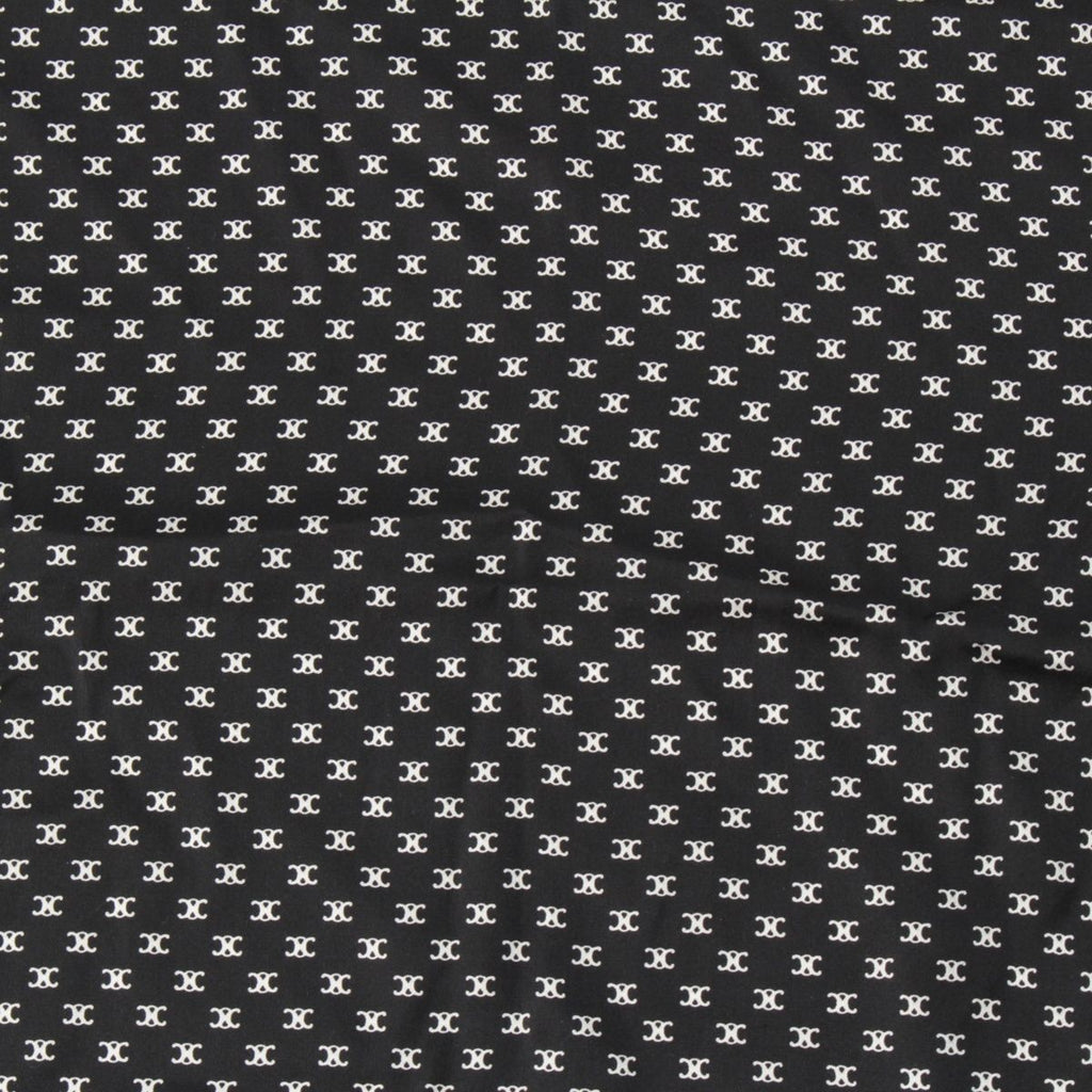 Celine Silk Triomphe Logo Large Scarf Black White — view 6