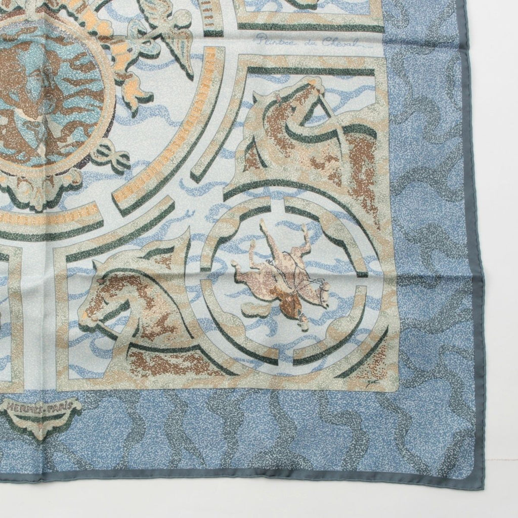 Hermes Carre 90 Silk Peintre du Cheval Horse Drawing Scarf — view 5