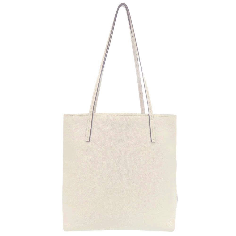 Prada Triangle Logo Plato Tote Silver Saffiano Leather White Shoulder Bag — view 2