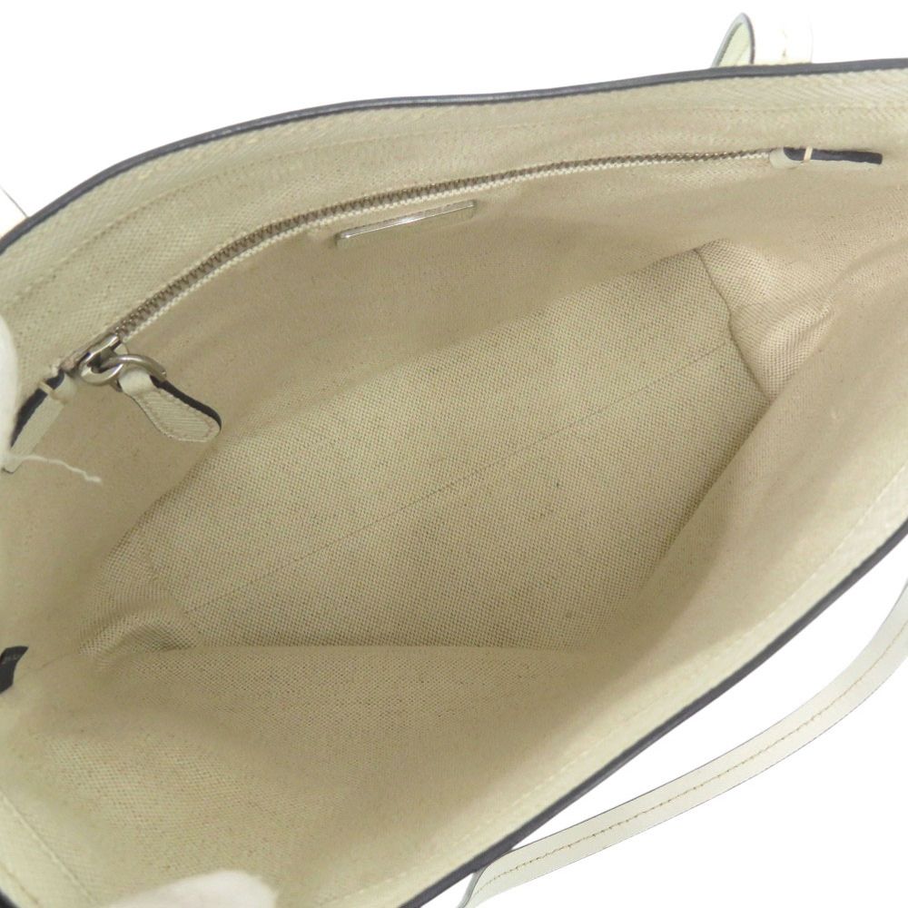 Prada Triangle Logo Plato Tote Silver Saffiano Leather White Shoulder Bag — view 5