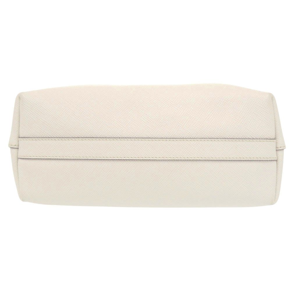 Prada Triangle Logo Plato Tote Silver Saffiano Leather White Shoulder Bag — view 3