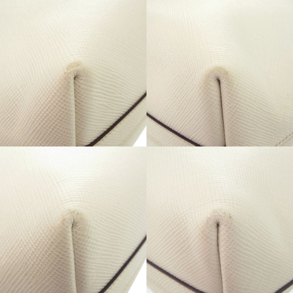 Prada Triangle Logo Plato Tote Silver Saffiano Leather White Shoulder Bag — view 8