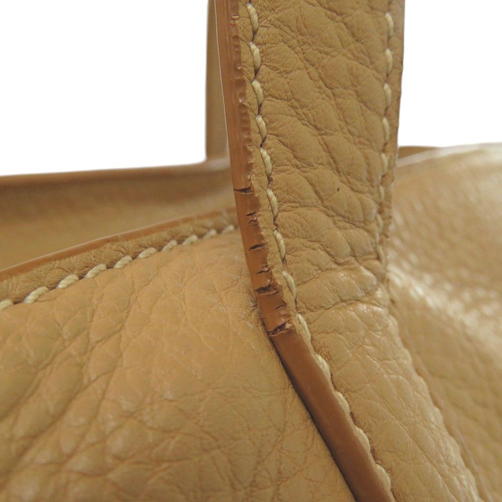 Prada Vitello Daino Gold Leather Brown Tote Shoulder Bag — view 8