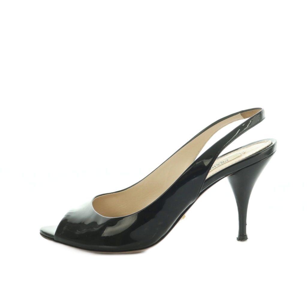 Prada Sandals Sling Bag Enamel 36 Black — view 2