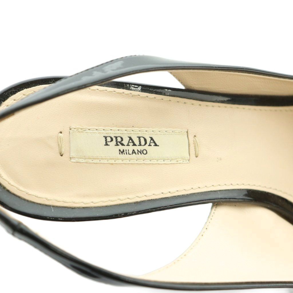 Prada Sandals Sling Bag Enamel 36 Black — view 8