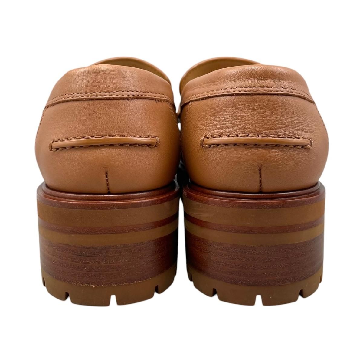 Hermes Loafers Moccasins 37 Leather Gold Brown — view 4