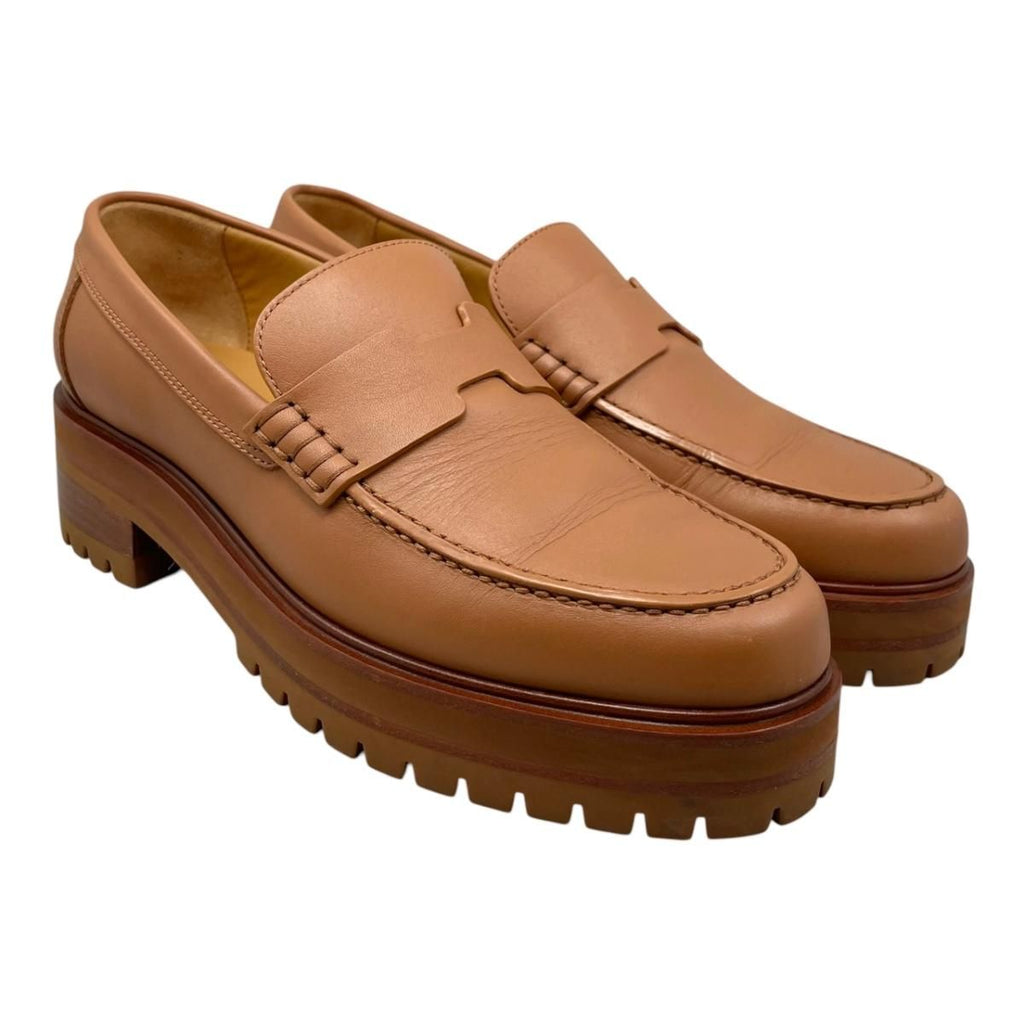 Hermes Loafers Moccasins 37 Leather Gold Brown — view 2