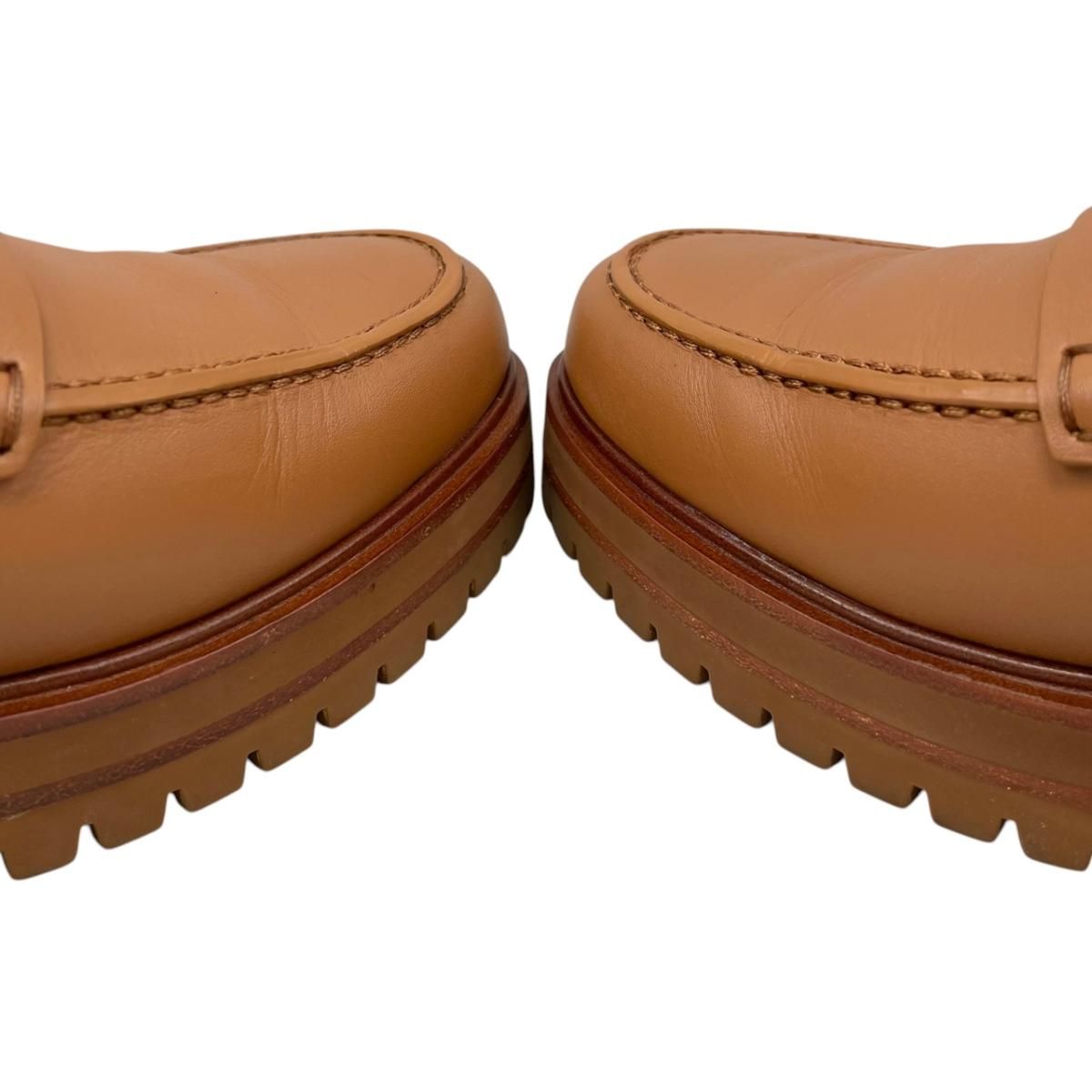 Hermes Loafers Moccasins 37 Leather Gold Brown — view 7